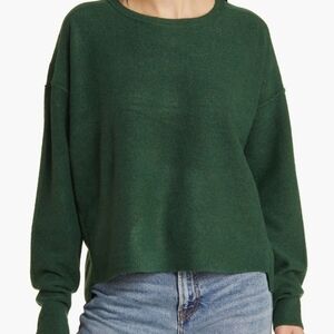 Free People Forest Green Luna High-Low Sweater Sz L